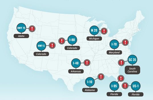 Top 10 Most Dangerous Roads for Truck Drivers in the U.S. Presented by Zonar